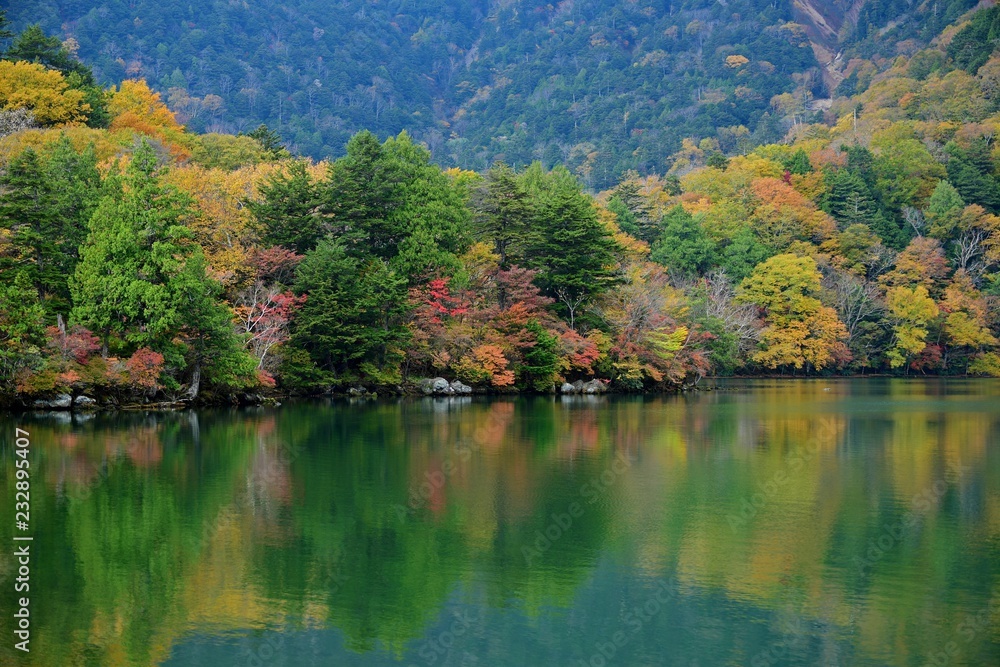奥日光湯ノ湖の紅葉情景