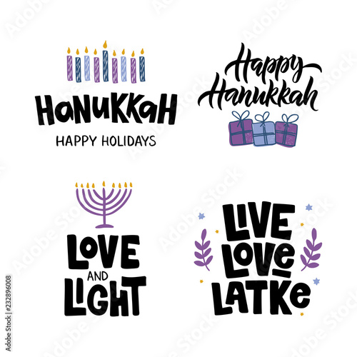 Hanukkah hand drawn lettering typography