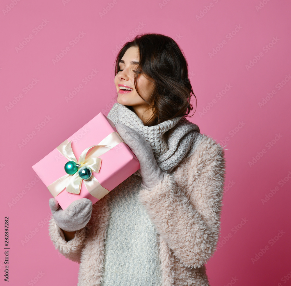 a beauty young girl with christmas gift a beauty young girl with christmas gift