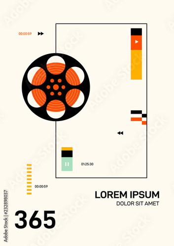 Movie and film poster design template background modern vintage retro style