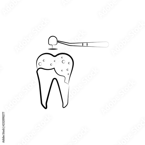 decayed tooth, dental icon. Element of dantist for mobile concept and web apps illustration. Hand drawn icon for website design and development, app development