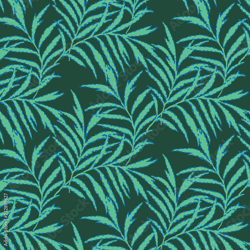 Tropical palm leaves, jungle leaves vector floral pattern background. Leaves texture pattern.Watercolor floral background.