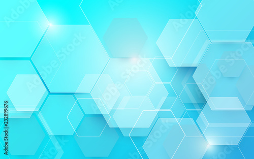 Abstract blue technology digital hi tech hexagons concept background © pickup
