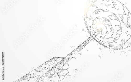 Big arrows in target form lines, triangles and particle style design. Illustration vector