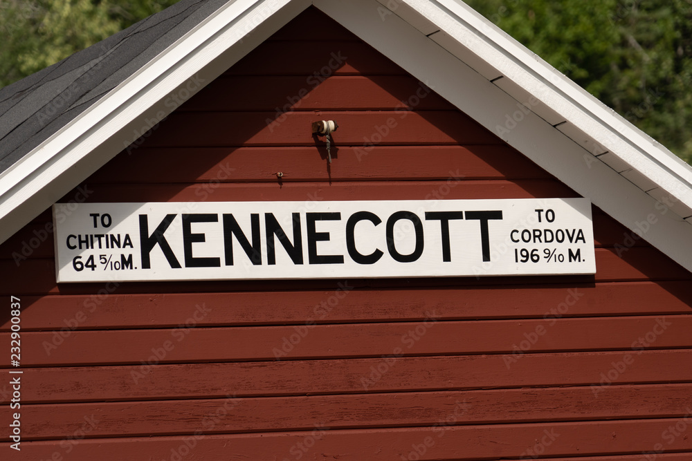 Sign at the Kennecott Mine gives exact mileage distance to two nearby Alaskan towns - Chitina and Cordova Sign at the Kennecott Mine gives exact mileage distance to two nearby Alaskan towns - Chitina and Cordova