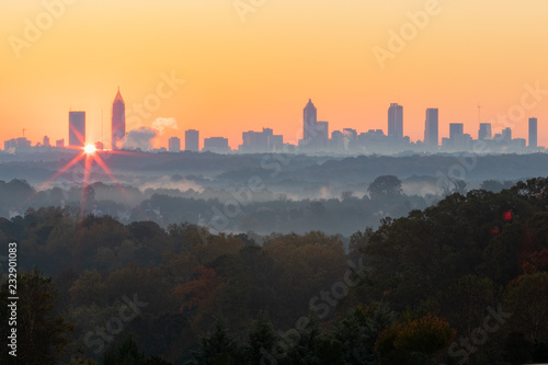 Morning sunrise over Atlanta skyline.