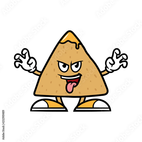 Cartoon Scaring Tortilla Chip Character