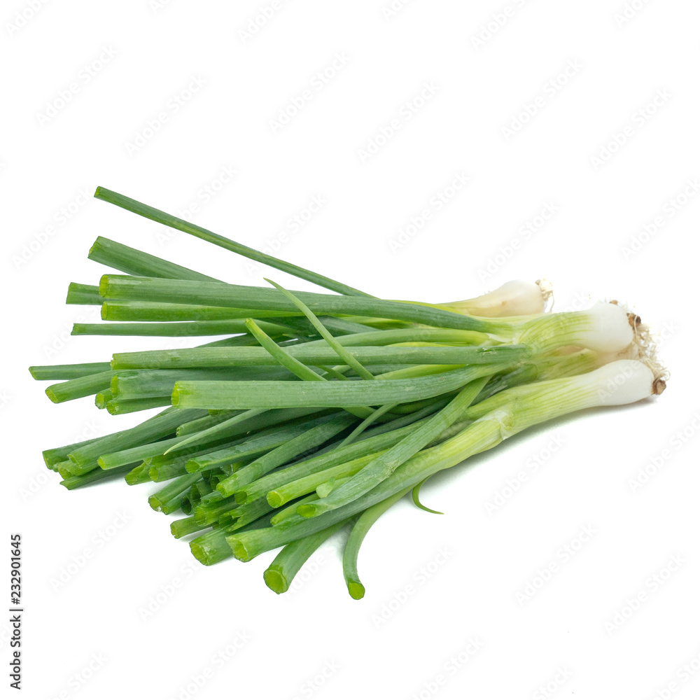 Green onion or garlic chives, chinese chive isolated on white background.Fresh healthy organic green vegetable Green onion or garlic chives, chinese chive isolated on white background.Fresh healthy organic green vegetable
