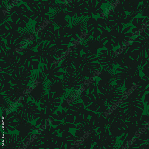 Exotic paradise plant seamless pattern. Art jungle , leaves and tropic palm tree. summer vector background