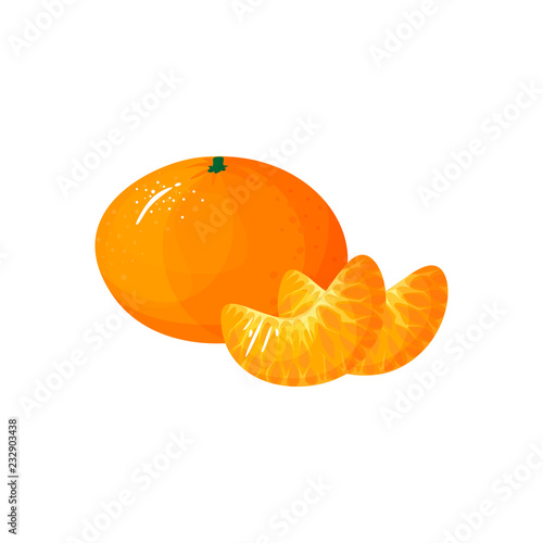 Cartoon fresh tangerine or mandarin orange fruit