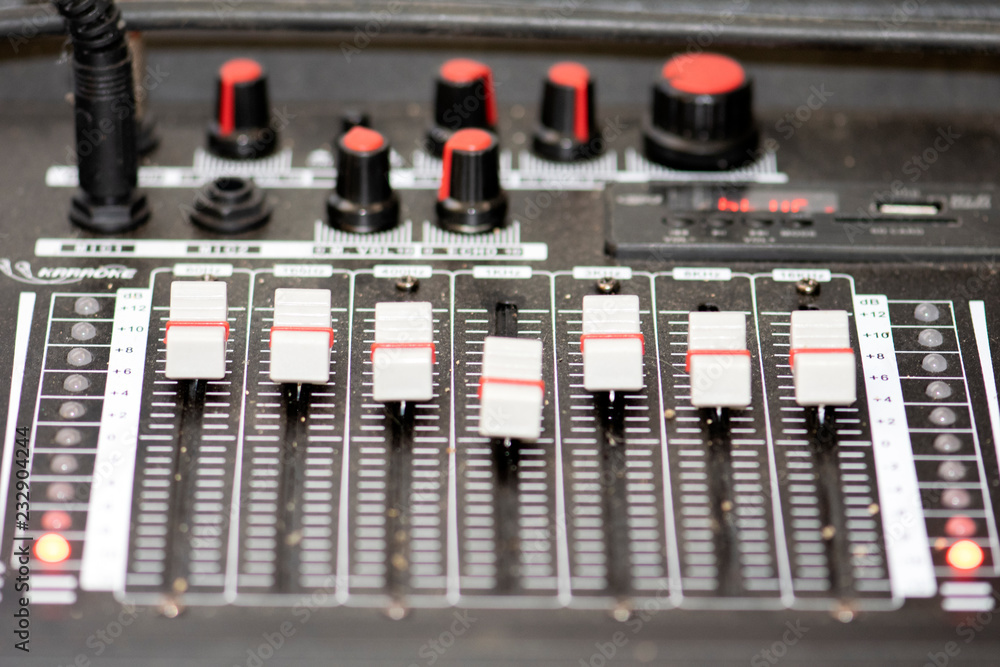 Close up audio control desk