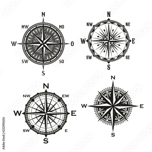 Rose of winds arrows, vector nautical compass