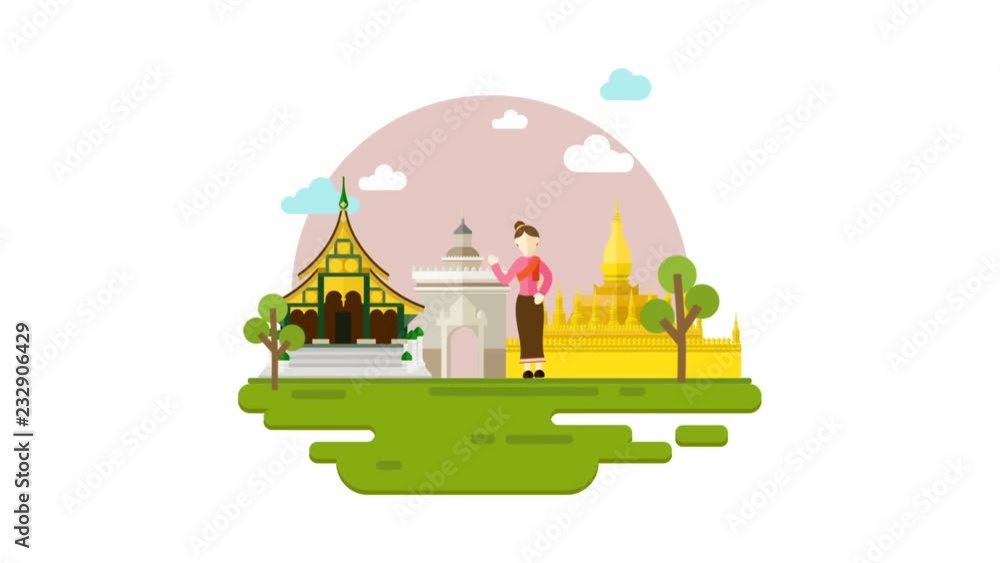 Tourism in Laos Motion graphic, Travel concept Tourism in Laos Motion graphic, Travel concept