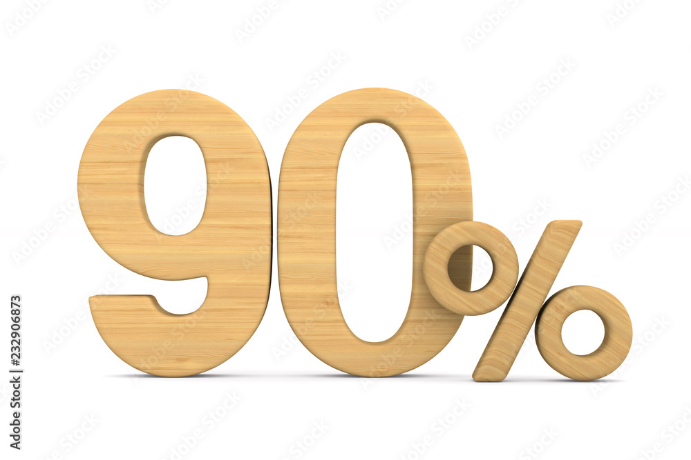 ninety percent on white background. Isolated 3D illustration ninety percent on white background. Isolated 3D illustration