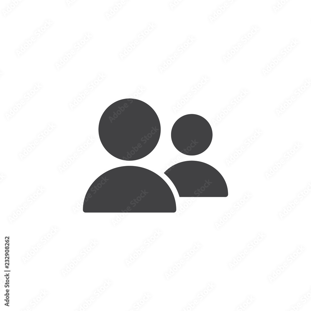Two users vector icon. filled flat sign for mobile concept and web design. Friends avatar simple solid icon. Symbol, logo illustration. Pixel perfect vector graphics Two users vector icon. filled flat sign for mobile concept and web design. Friends avatar simple solid icon. Symbol, logo illustration. Pixel perfect vector graphics