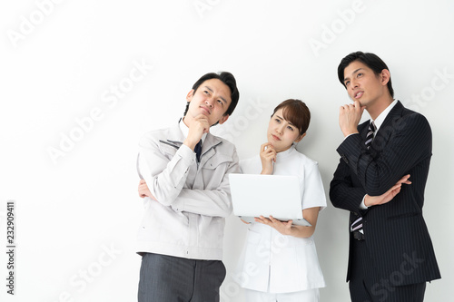 portrait of asian business people on white background