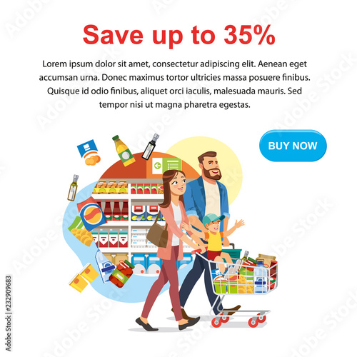 Save Money Discount in Food Shop Vector Web Banner