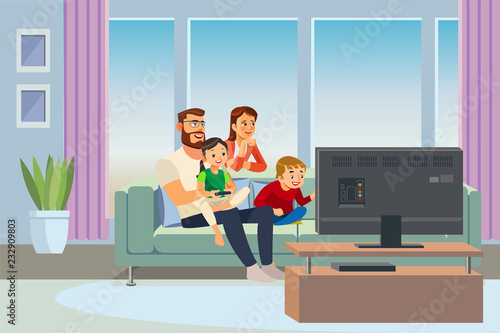 Parents Spending Time with Kids at Home Vector