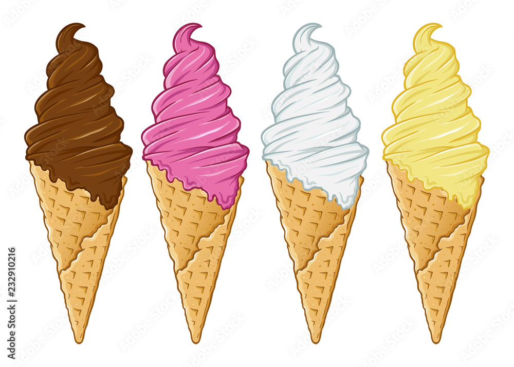 Fotografie Ice Cream Cone With Various Flavour