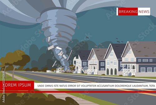 Vector illustration of a destructive hurricane photo