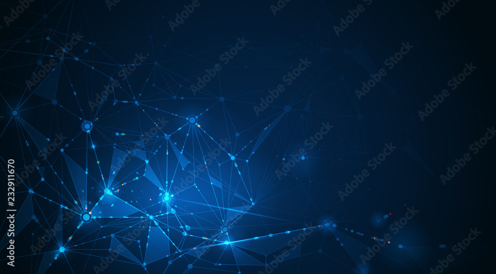 Vector illustration molecule and internet connect technology on dark ...