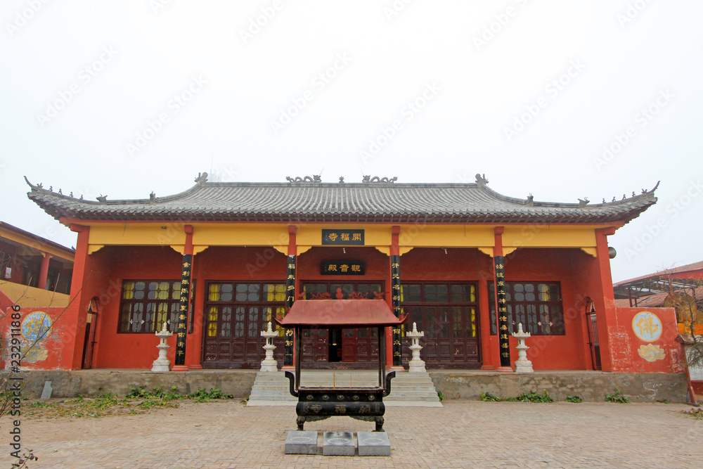 The Kaifu temple Guanyin hall architectural appearance, on december 8, 2013, jing county, hebei province, China. The Kaifu temple Guanyin hall architectural appearance, on december 8, 2013, jing county, hebei province, China.