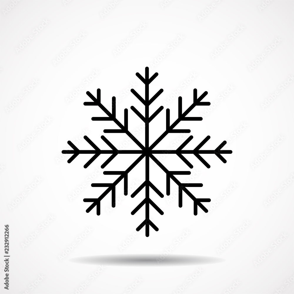 Abstract geometric snowflake on white isolated background. Vector