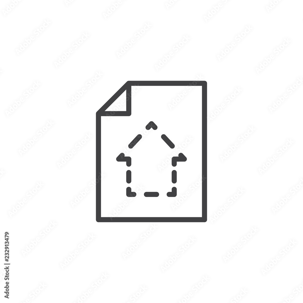 House blueprint file outline icon. linear style sign for mobile concept and web design. Home project plan document simple line vector icon. Symbol, logo illustration. Pixel perfect vector graphics House blueprint file outline icon. linear style sign for mobile concept and web design. Home project plan document simple line vector icon. Symbol, logo illustration. Pixel perfect vector graphics