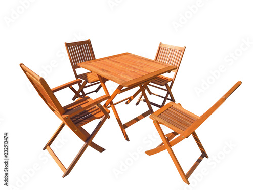 Wooden table and chairs - brown