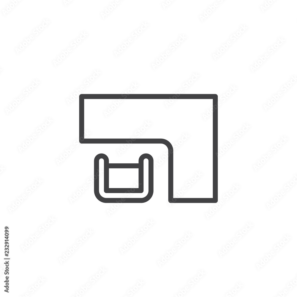 Corner Desk top view outline icon. linear style sign for mobile concept and web design. Office interior furniture simple line vector icon. Symbol, logo illustration. Pixel perfect vector graphics Corner Desk top view outline icon. linear style sign for mobile concept and web design. Office interior furniture simple line vector icon. Symbol, logo illustration. Pixel perfect vector graphics