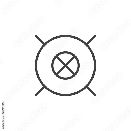 Floor lamp top view outline icon. linear style sign for mobile concept and web design. House interior furniture simple line vector icon. Symbol, logo illustration. Pixel perfect vector graphics