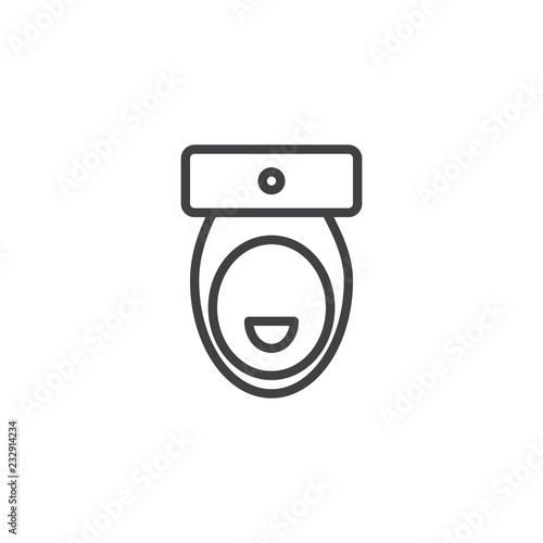 Toilet top view outline icon. linear style sign for mobile concept and web design. Bathroom pan line vector icon. Symbol, logo illustration. Pixel perfect vector graphics