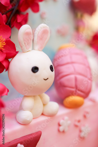 Rabbit bunny decoration for cake or pastry tart 