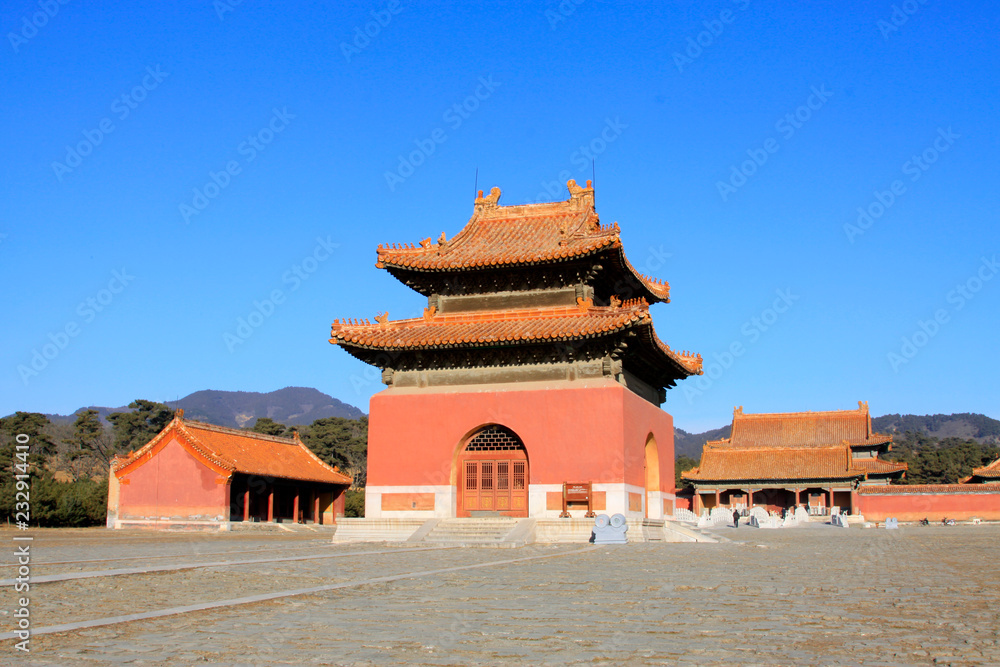 The Memorial hall building landscape, in the Eastern Tombs of the Qing Dynasty, on december 15, 2013, ZunHua, hebei province, China. The Memorial hall building landscape, in the Eastern Tombs of the Qing Dynasty, on december 15, 2013, ZunHua, hebei province, China.