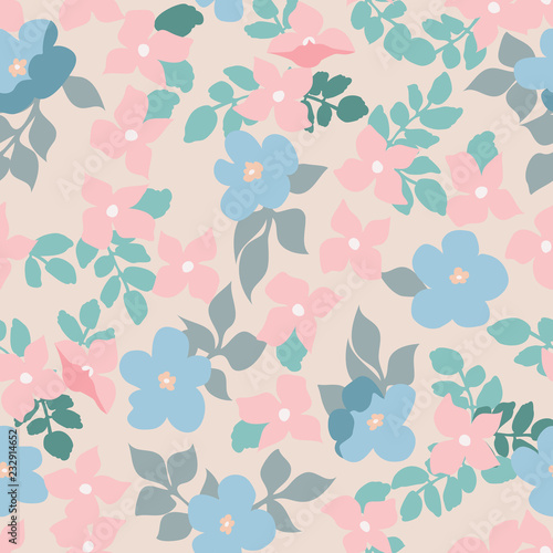 Wallpaper Mural Small naive flowers seamless pattern. Chaotic order. Summer trendy floral background in liberty style. For textile, wallpaper, surface, print, gift wrap, scrapbooking, decoupage Torontodigital.ca