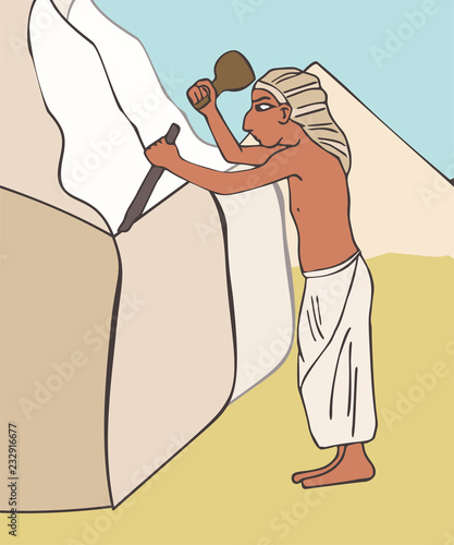 mason worker of ancient egypt cartoon