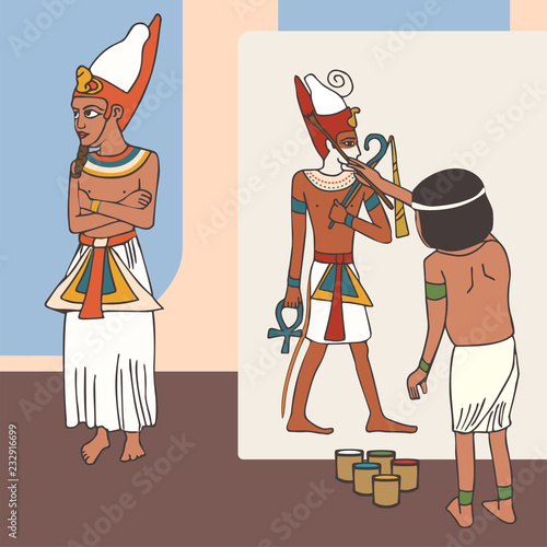 symbolism of ancient egyptian art, funny cartoon