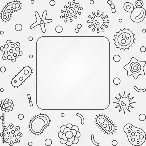 Viruses square frame. Vector concept outline illustration 