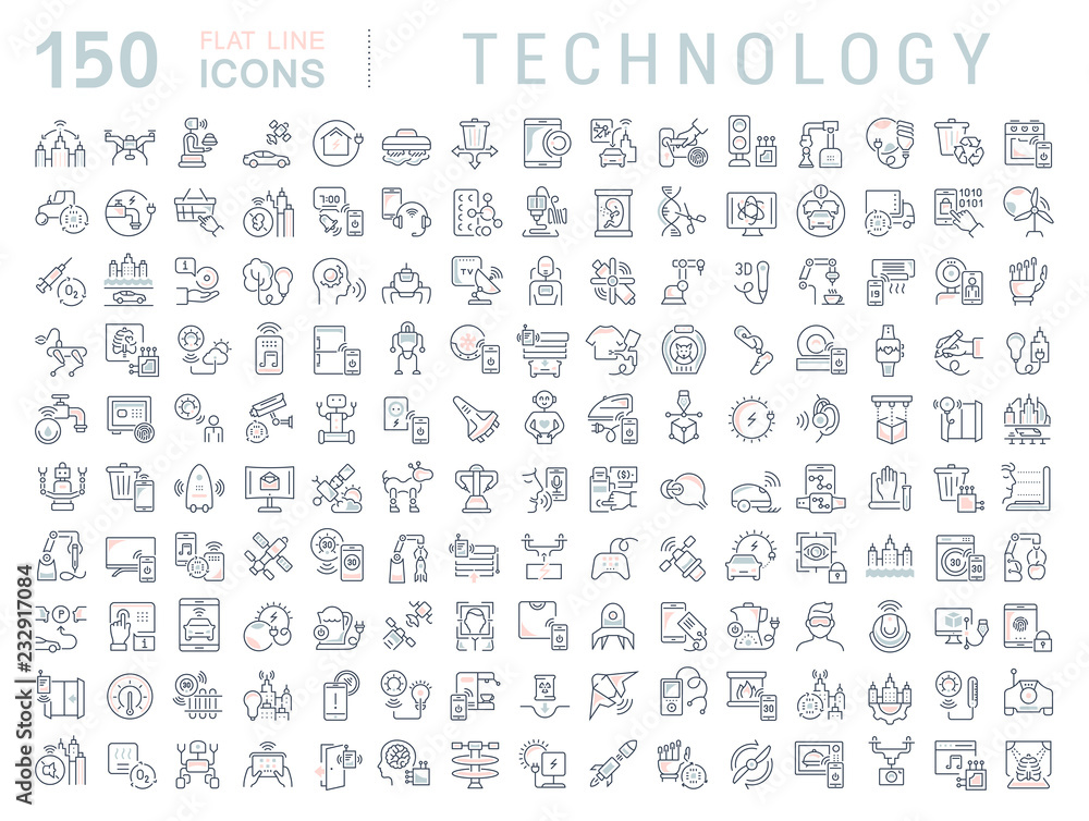 Set Vector Line Icons of Technology.