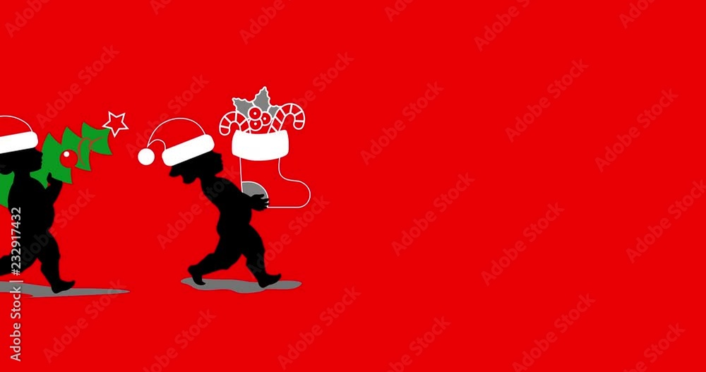 Animation of cupid with Christmas tree and Gifts. Animation of cupid with Christmas tree and Gifts.