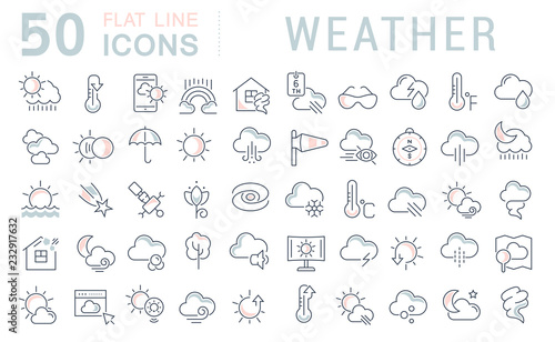 Set Vector Line Icons of Weather.