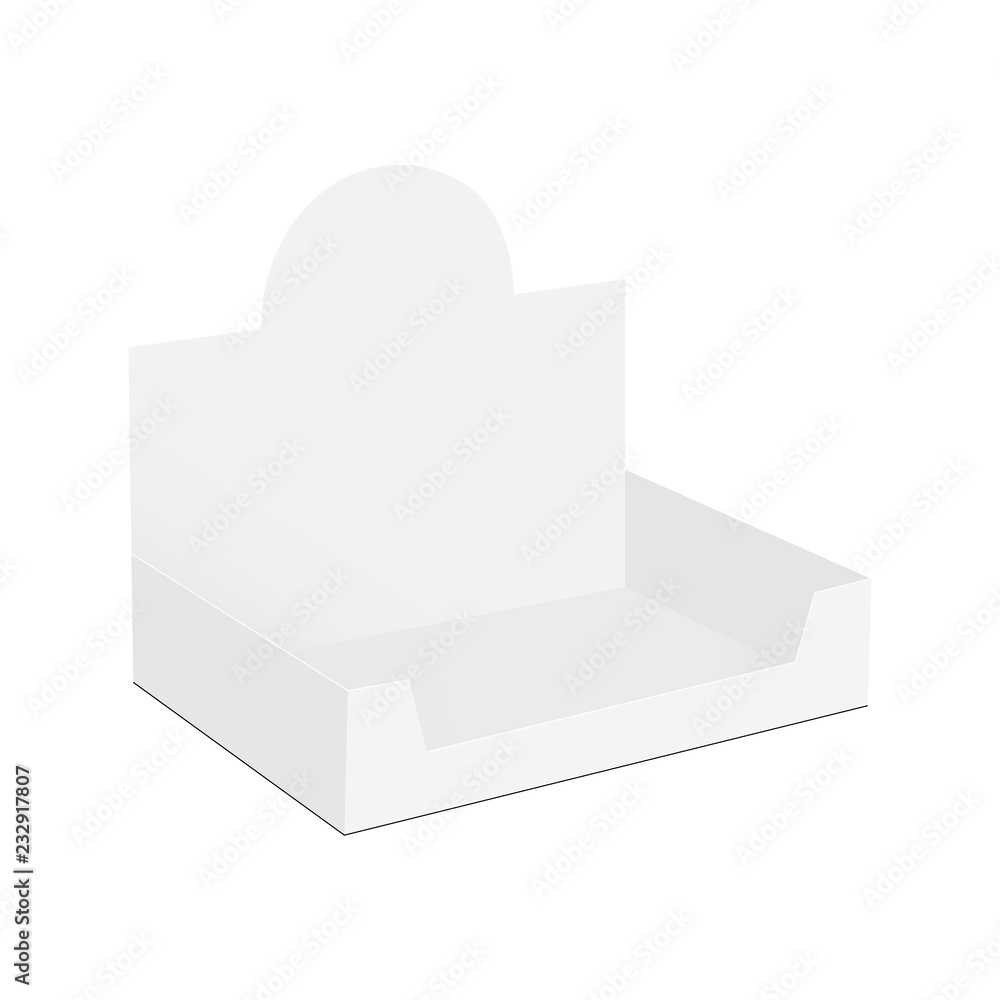 Display box mock up - half side view. Vector illustration Display box mock up - half side view. Vector illustration