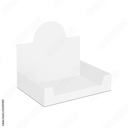 Display box mock up - half side view. Vector illustration