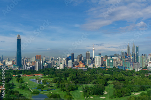 KUALA LUMPUR, MALAYSIA - 11th NOV 2018  Morning view over Kuala Lumpur, capital of Malaysia. Its modern skyline is dominated by the 451m tall KLCC, a pair of glass and steel clad skyscrapers. © ShaifulZamri
