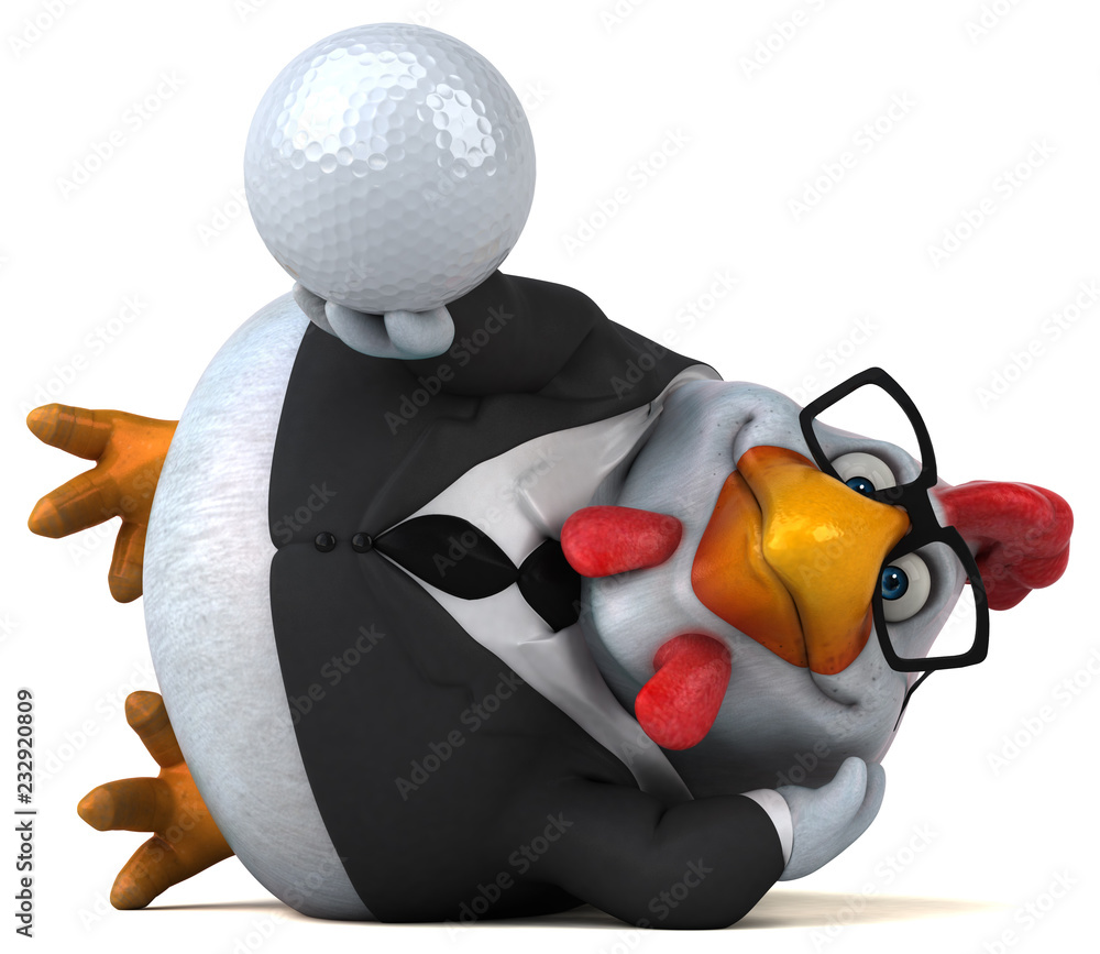 Naklejka premium Fun chicken - 3D Illustration