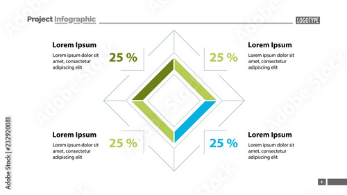 Percentage rhomb diagram template. Business data. Graph, chart, design. Creative concept for infographic, report. Can be used for topics like economics, analysis, research