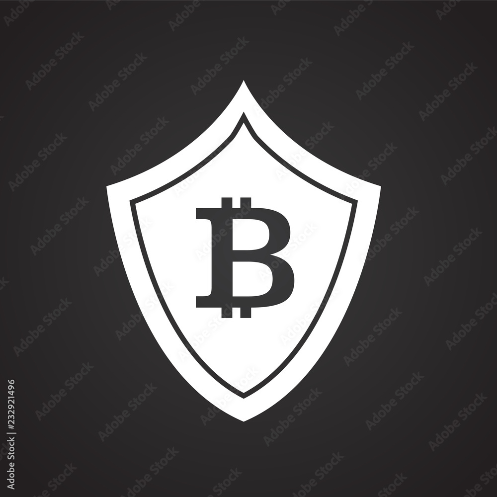 Crypto currency protection on black background icon