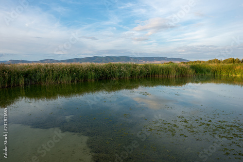 Sunset in a reservoir of daimiel tables