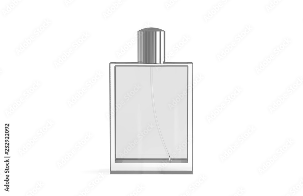 Perfume bottle and packaging box on isolated white background, ready for your design presentation, 3d illustration Perfume bottle and packaging box on isolated white background, ready for your design presentation, 3d illustration