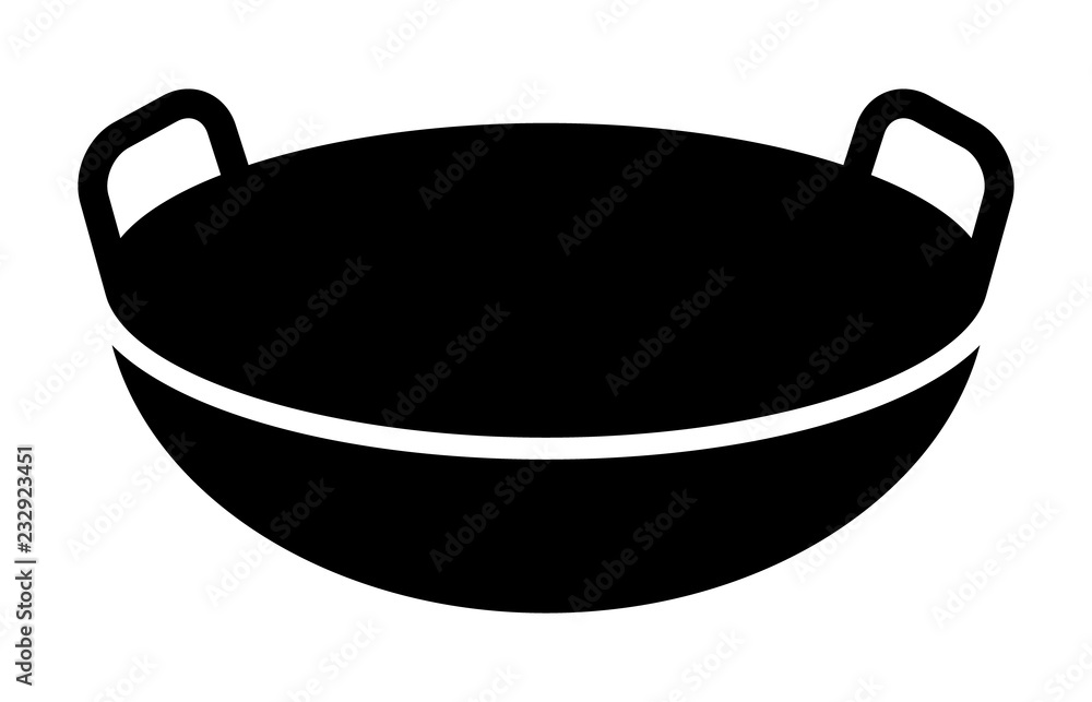 Traditional Chinese wok cooking pan flat vector icon for food apps and  websites Stock Vector | Adobe Stock
